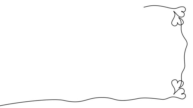 One Line Drawing Decorative Heart Flourish Border Animated Video