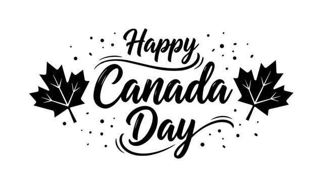 Happy canada day lettering with maple leaves vector illustration for greeting card, poster, banner, invitation, and holiday design