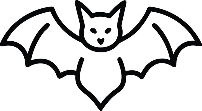 Black bat silhouette with wings spread wide