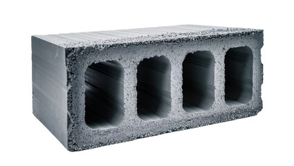 Gray concrete cinder block with four hollow openings © Lukas