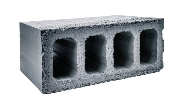 Gray concrete cinder block with four hollow openings