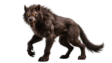 Fierce werewolf with glowing eyes and sharp teeth © Leon