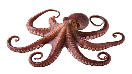 Brown octopus with eight tentacles and suckers © Leon