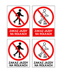 Znak zakazujący jazdy na łyżworolkach, grafika wektorowa © robert6666