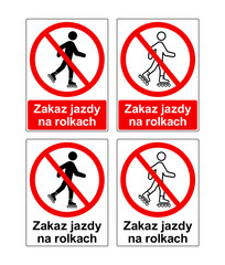 Znak zakazujący jazdy na łyżworolkach, grafika wektorowa © robert6666
