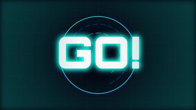 Digital countdown timer number three with futuristic glowing effect on dark background