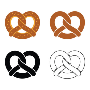Pretzel icon vector set in flat style, simple symbol for web and mobile app.