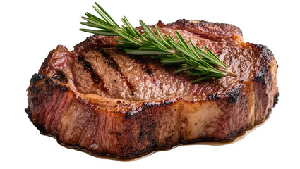 Obraz premium Thick grilled ribeye steak with rosemary sprig