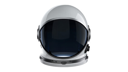 White astronaut helmet with dark visor and silver trim © Emma