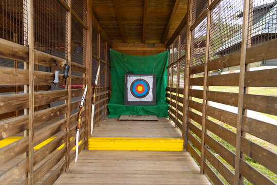 Serbia El Paso City 25.05.2026 Archery Range Wooden Corridor Target Bows Perspective
