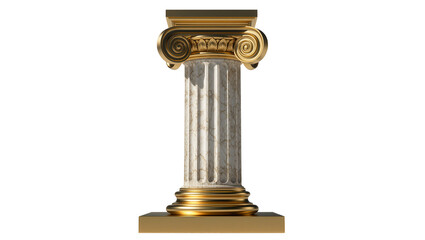 Naklejka premium Golden Ionic Column with Marble Shaft and Base