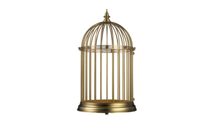 Ornate brass birdcage with domed top and decorative base © Leon