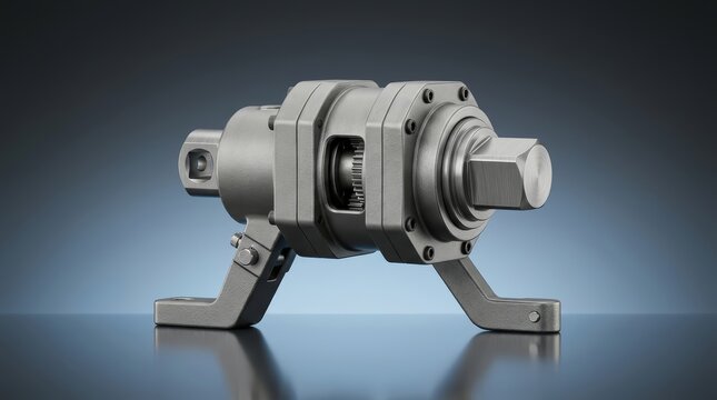Industrial torque multiplier 3D render, gear reduction torque amplifier, high-force transmission tool, planetary torque multiplication unit