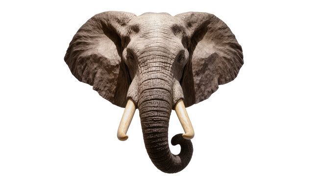 African elephant head with large ears and tusks