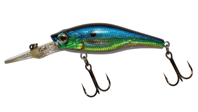Fishing lure with treble hooks and realistic fish scale pattern