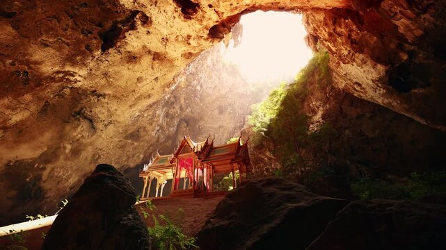 Amazing Phraya Nakhon Cave with sunlight, Landmark Royal pavilion, Khao Sam Roi Yot National Park in Thailand.