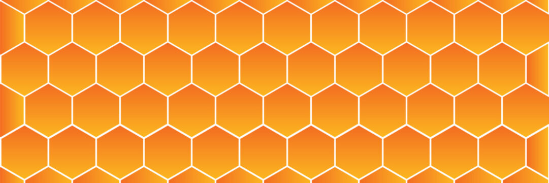 Yellow hexagon honeycomb seamless abstract pattern on a white background. Honeycomb background pattern vector design symbol