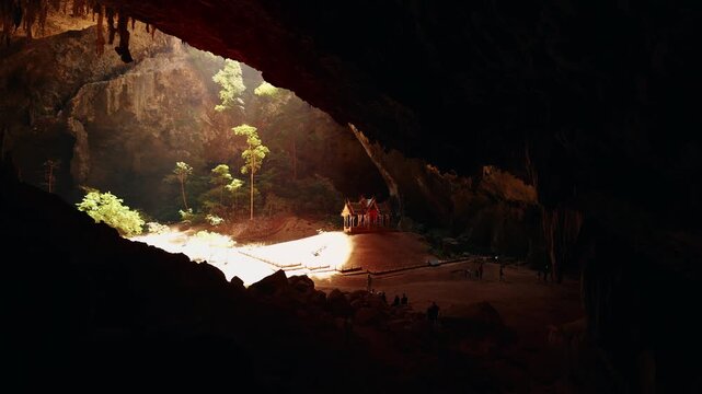 Phraya Nakhon Cave with sunlight, Landmark Royal pavilion, Khao Sam Roi Yot National Park in Thailand.