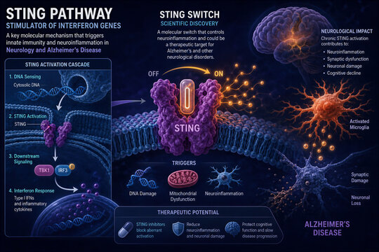 STING Pathway stimulator of interferon genes Neurology Alzheimer's STING Switch molecular mechanism triggering innate immunity neuroinflammation therapeutic potential