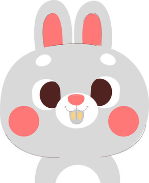 Funny cartoon bunny rabbit with large ears, big eyes, and buck teeth, adorable character.