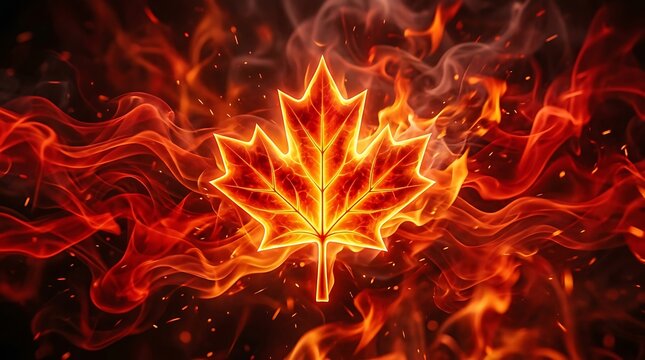 Canada day fiery maple leaf celebrating july 1st independence