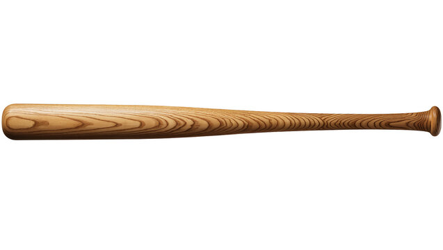 Wooden baseball bat with natural grain texture