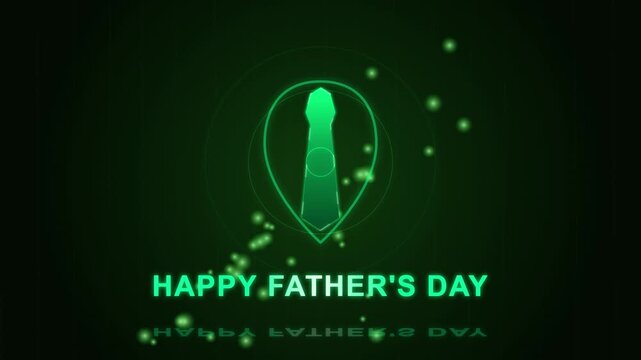 Glowing green outline of a necktie with floating hearts for a holiday celebration