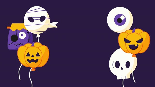 Cute Halloween balloons swaying in a loop animation.