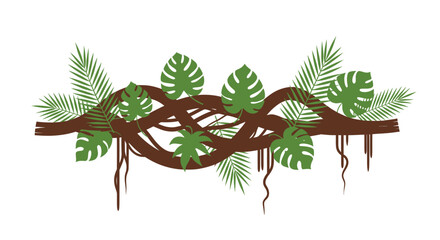 Tropical Jungle Vines with Monstera and Palm Leaves © Dodol Creative Stock