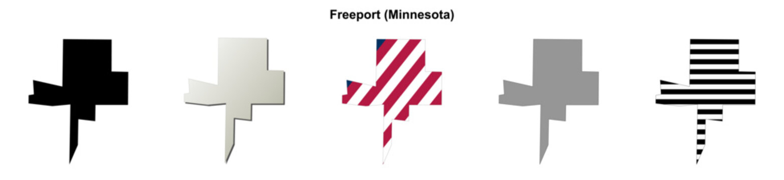 Freeport (Minnesota) blank outline map set