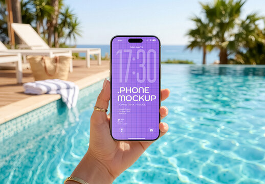 Vacation On Poolside Smartphone Mockup For Travel Agencies