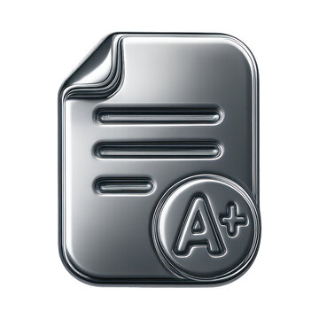 Metallic document icon with grade.