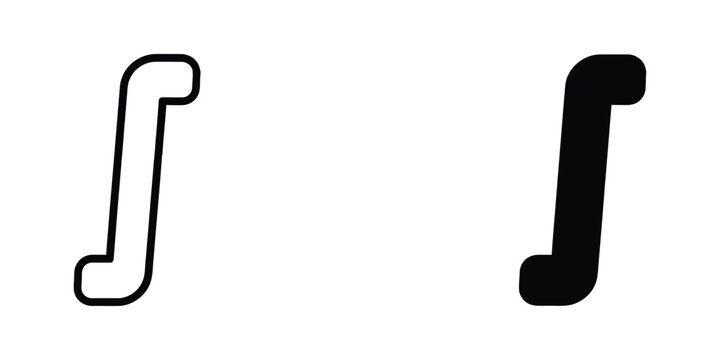 Mathematical integral symbol in outline and solid black styles for calculus and education