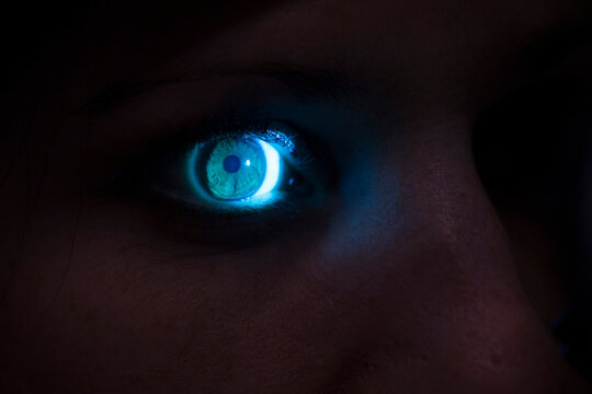 Eye of a woman being examined