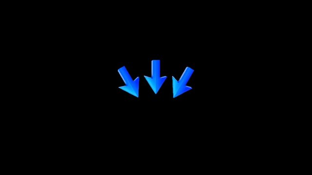 Three blue arrows pointing downwards in a gradient color on a black background