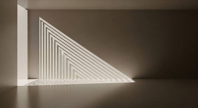 Geometric light installation, triangular shadow pattern, modern art, minimalist decor