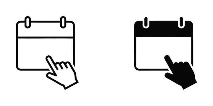 Calendar date selection icons with hand cursor pointer for scheduling and appointment booking interface