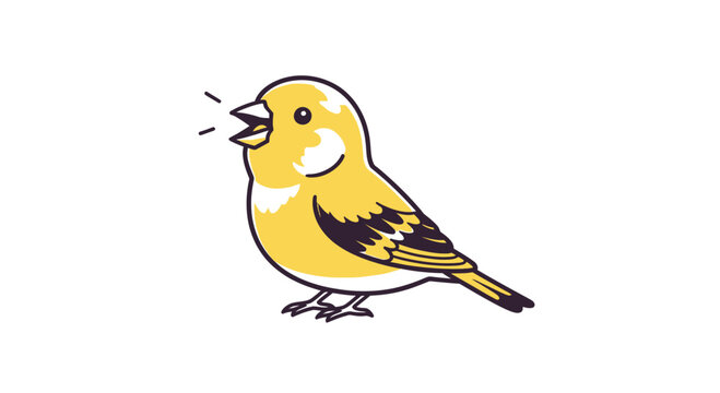 Yellow Bird Singing Sweet Melody Loudly.