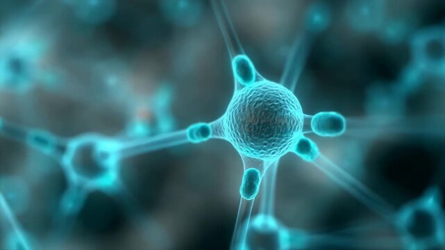 Glowing Blue Neural Cell Network