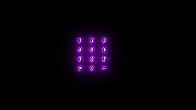 neon cyber security number pad concept, information security and encryption, secure access to user's personal information, secure Internet access, cybersecurity..