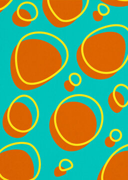 Abstract midcentury organic retro pattern with vibrant shapes