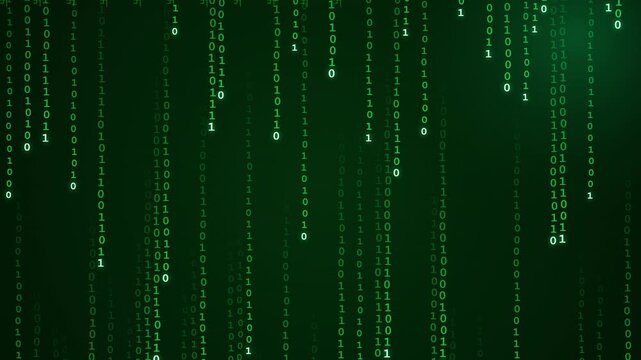 Digital data stream falling binary code abstract background animation