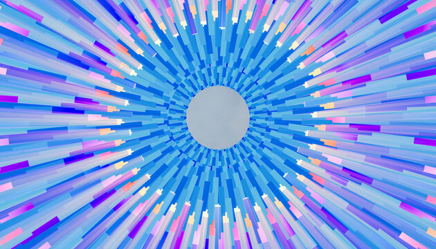 Abstract radial dynamic 3d rendering background with blue lines