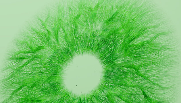 Abstract green 3D rendering of an eye iris with hair texture