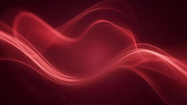Glowing Ruby Light Waves on Deep Red Background, Shimmering Abstract Texture, Luminous Flowing Design, Video