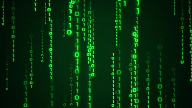 Digital data stream falling green binary code background abstract technology