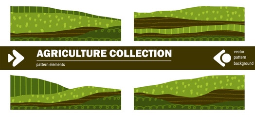 Fototapeta premium Collage rice background with pattern farm tea and agriculture green field.