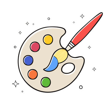Flat design pencil sharpener with colored pencils