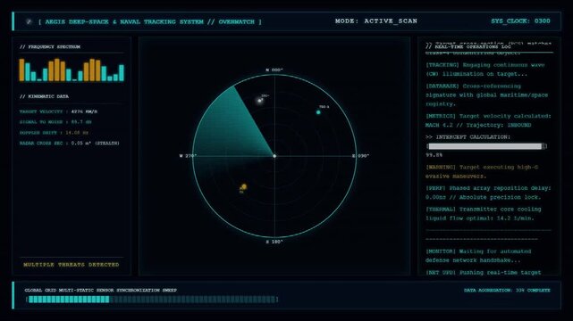 Naval Radar Tracking System Deep Space Surveillance Dashboard Animation.