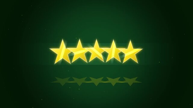 Five golden stars animation rating review feedback concept graphic element